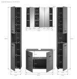 Badmbel Set 4-teilig Strong in grau Hochglanz Badkombination 170 x 190 cm