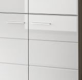 Garderobenschrank Rumba in wei Hochglanz und Rauchsilber grau Schuhschrank mit Spiegel