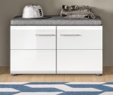Garderobe Sitzbank Rumba in wei Hochglanz und Rauchsilber grau Garderobenbank 80 cm