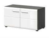Garderobe Sitzbank Rumba in wei Hochglanz und Rauchsilber grau Garderobenbank 80 cm