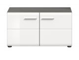 Garderobe Sitzbank Rumba in wei Hochglanz und Rauchsilber grau Garderobenbank 80 cm