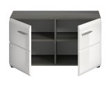 Garderobe Sitzbank Rumba in wei Hochglanz und Rauchsilber grau Garderobenbank 80 cm