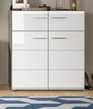 Schuhschrank Rumba in wei Hochglanz und Rauchsilber grau Schuhkommode