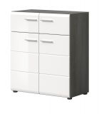 Schuhschrank Rumba in wei Hochglanz und Rauchsilber grau Schuhkommode