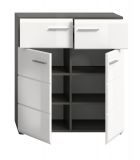 Schuhschrank Rumba in wei Hochglanz und Rauchsilber grau Schuhkommode