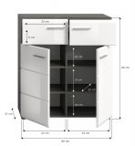 Schuhschrank Rumba in wei Hochglanz und Rauchsilber grau Schuhkommode