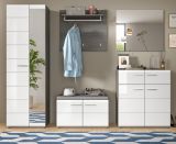 Garderobe Set 5-teilig Rumba in wei Hochglanz und Rauchsilber grau Garderobenkombination 250 cm