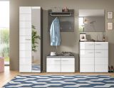 Garderobe Set 5-teilig Rumba in wei Hochglanz und Rauchsilber grau Garderobenkombination 250 cm