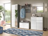 Garderobe Set 5-teilig Rumba in wei Hochglanz und Rauchsilber grau Garderobenkombination 250 cm