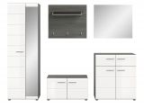 Garderobe Set 5-teilig Rumba in wei Hochglanz und Rauchsilber grau Garderobenkombination 250 cm