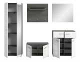 Garderobe Set 5-teilig Rumba in wei Hochglanz und Rauchsilber grau Garderobenkombination 250 cm