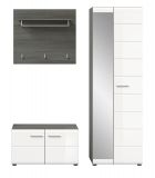 Garderobe Set 3-teilig Rumba in wei Hochglanz und Rauchsilber grau Garderobenkombination 155 cm