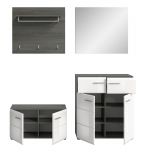 Garderobe Set 4-teilig Rumba in wei Hochglanz und Rauchsilber grau Garderobenkombination 175 cm