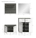 Garderobe Set 4-teilig Rumba in wei Hochglanz und Rauchsilber grau Garderobenkombination 175 cm
