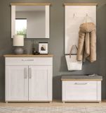 Garderobenpaneel Mirano in wei Lrche mit Eiche Artisan Landhaus Wandgarderobe 68 x 103 cm