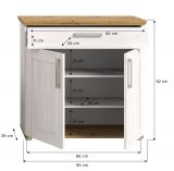 Schuhschrank Mirano in wei Lrche und Eiche Artisan Landhaus Flurkommode 95 cm