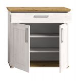 Schuhschrank Mirano in wei Lrche und Eiche Artisan Landhaus Flurkommode 95 cm