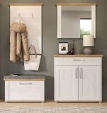 Garderobe Set 4-teilig Mirano in wei Lrche und Eiche Artisan Landhaus Garderobenkombination 190 cm