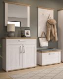 Garderobe Set 4-teilig Mirano in wei Lrche und Eiche Artisan Landhaus Garderobenkombination 190 cm