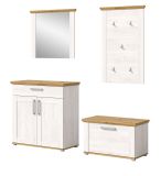 Garderobe Set 4-teilig Mirano in wei Lrche und Eiche Artisan Landhaus Garderobenkombination 190 cm