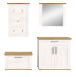 Garderobe Set 4-teilig Mirano in wei Lrche und Eiche Artisan Landhaus Garderobenkombination 190 cm