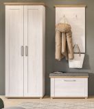 Garderobe Set 3-teilig Mirano in wei Lrche und Eiche Artisan Landhaus Garderobenkombination 175 cm