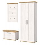 Garderobe Set 3-teilig Mirano in wei Lrche und Eiche Artisan Landhaus Garderobenkombination 175 cm