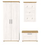 Garderobe Set 3-teilig Mirano in wei Lrche und Eiche Artisan Landhaus Garderobenkombination 175 cm