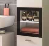 Badezimmer Midischrank Lowell in wei und schwarz Badschrank hngend / stehend 30 x 125 cm