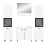 Badmbel Set 4-teilig Lowell in wei und schwarz Badkombination hngend / stehend 137 x 186 cm