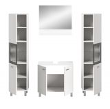 Badmbel Set 4-teilig Lowell in wei und schwarz Badkombination hngend / stehend 137 x 186 cm