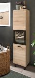 Badezimmer Midischrank Lowell in Sonoma Eiche und schwarz Badschrank hngend / stehend 30 x 125 cm