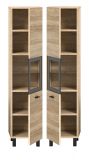 Badezimmer Midischrank Lowell in Sonoma Eiche und schwarz Badschrank hngend / stehend 30 x 125 cm
