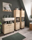 Badmbel Set 4-teilig Lowell in Sonoma Eiche und schwarz Badkombination hngend / stehend 137 x 186 cm