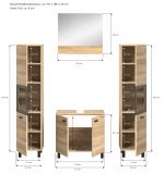 Badmbel Set 4-teilig Lowell in Sonoma Eiche und schwarz Badkombination hngend / stehend 137 x 186 cm