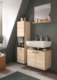 Badmbel Set 3-teilig Lowell in Sonoma Eiche und schwarz Badkombination hngend / stehend 102 x 186 cm