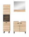 Badmbel Set 3-teilig Lowell in Sonoma Eiche und schwarz Badkombination hngend / stehend 102 x 186 cm