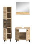 Badmbel Set 3-teilig Lowell in Sonoma Eiche und schwarz Badkombination hngend / stehend 102 x 186 cm
