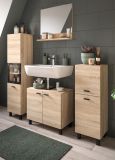 Badmbel Set 4-teilig Lowell in Sonoma Eiche und schwarz Badkombination hngend / stehend 137 x 186 cm