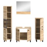 Badmbel Set 4-teilig Lowell in Sonoma Eiche und schwarz Badkombination hngend / stehend 137 x 186 cm