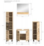 Badmbel Set 4-teilig Lowell in Sonoma Eiche und schwarz Badkombination hngend / stehend 137 x 186 cm