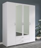 Kleiderschrank Enjour in wei Drehtrenschrank 4-trig mit Spiegel 160 x 185 cm