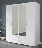 Kleiderschrank Enjour in wei Drehtrenschrank 4-trig mit Spiegel 160 x 185 cm