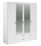 Kleiderschrank Enjour in wei Drehtrenschrank 4-trig mit Spiegel 160 x 185 cm