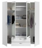 Kleiderschrank Enjour in wei Drehtrenschrank 4-trig mit Spiegel 160 x 185 cm