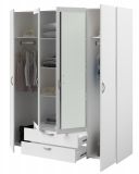 Kleiderschrank Enjour in wei Drehtrenschrank 4-trig mit Spiegel 160 x 185 cm