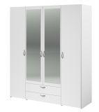 Kleiderschrank Enjour in wei Drehtrenschrank 4-trig mit Spiegel 160 x 185 cm