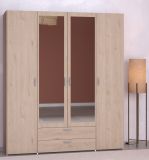 Kleiderschrank Enjour in Jackson Eiche Drehtrenschrank 4-trig mit Spiegel 160 x 185 cm