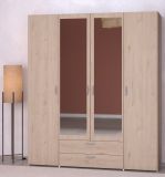 Kleiderschrank Enjour in Jackson Eiche Drehtrenschrank 4-trig mit Spiegel 160 x 185 cm