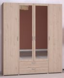Kleiderschrank Enjour in Jackson Eiche Drehtrenschrank 4-trig mit Spiegel 160 x 185 cm
